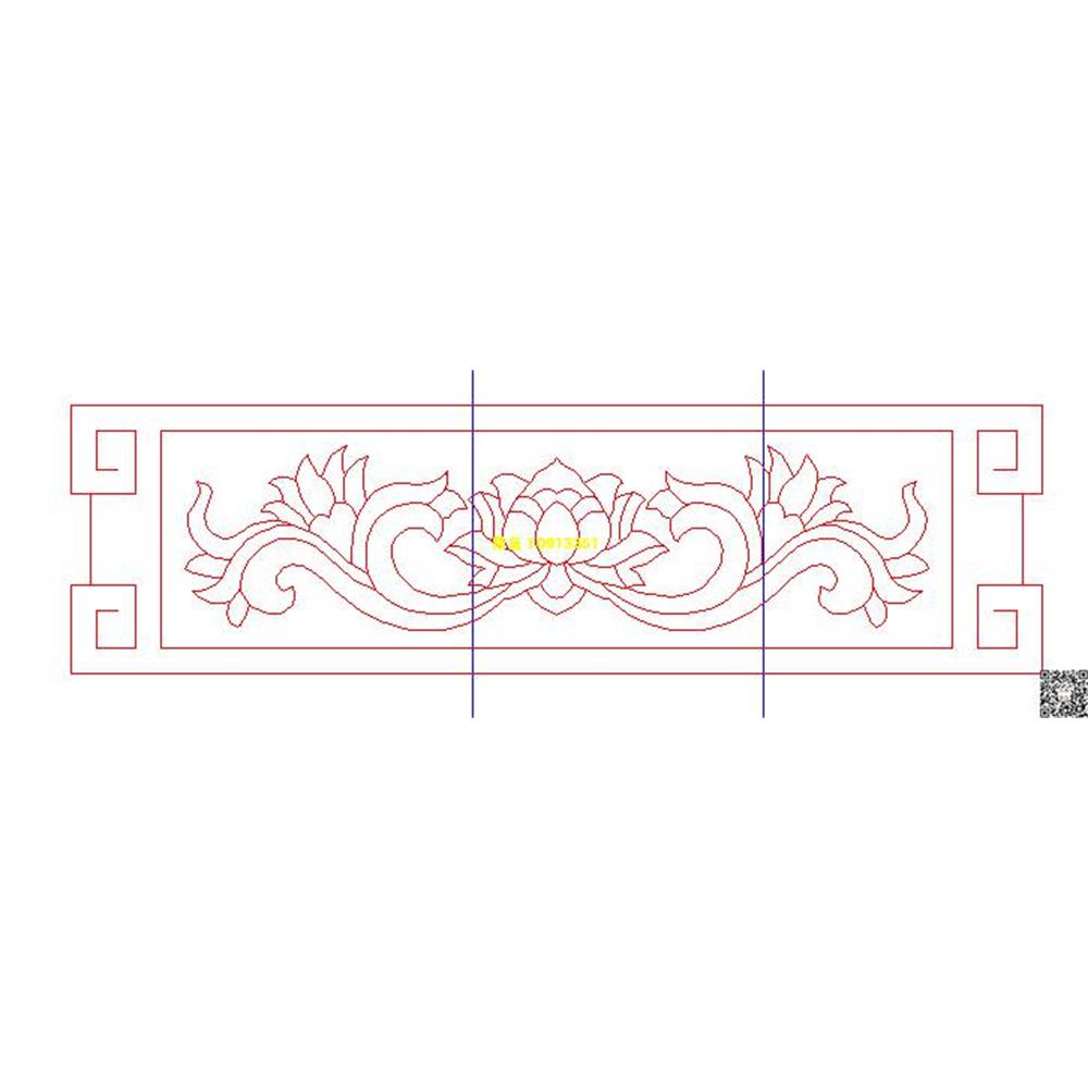 精雕图荷花255栏板精雕图线雕图线条图单线铣底图_电脑雕刻plt文泰矢量图精雕图浮雕图